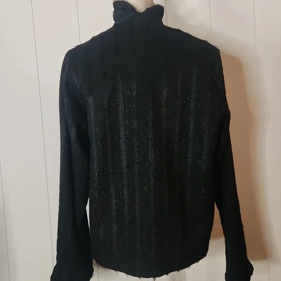Vintage Cele black faux fur button-down winter jacket coat Large